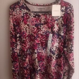 Women's Croft & Barrow Long sleeved Crewneck Shirt Monet Pink XL NWT
